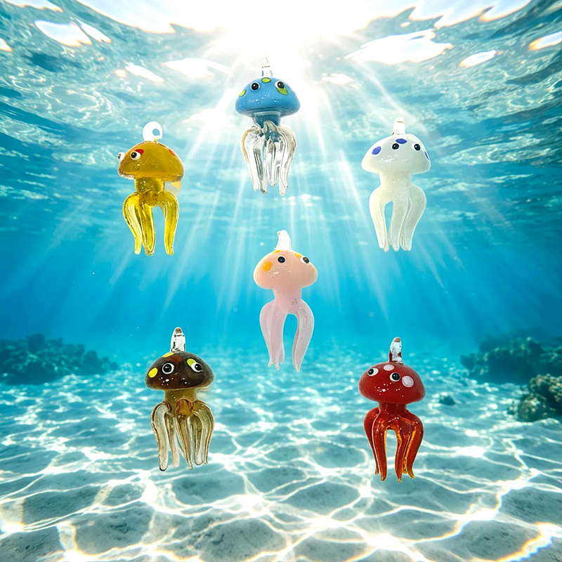 컬러 미니 유리 해파리 펜던트 귀여운 해양생물 장식 액 - Aquarium Marine Color 리뷰 및 가격