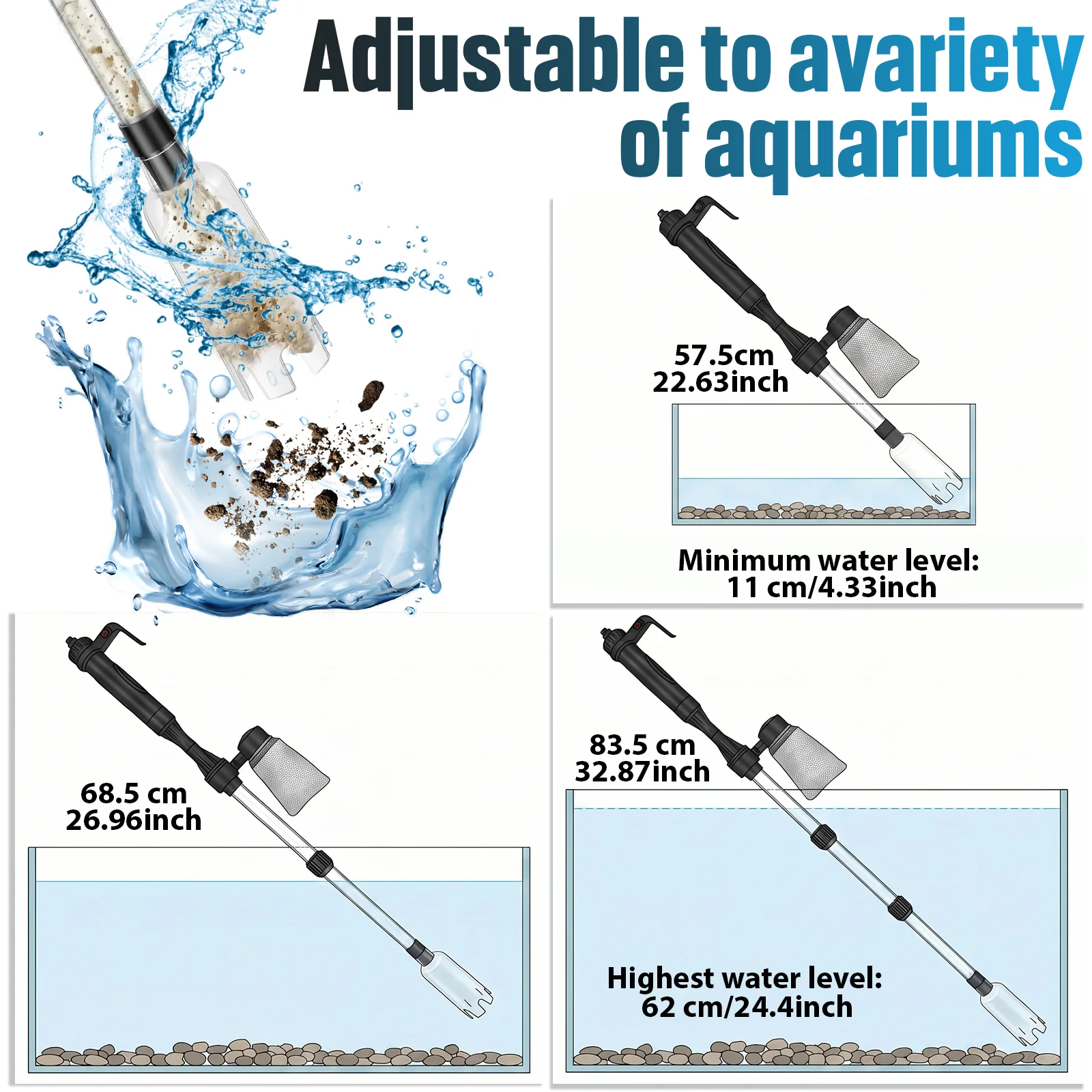 수족관 진공 자갈 청소기 3 in 1 어항 진공청소기  - Marine Aquarium Vacuum 리뷰 및 가격