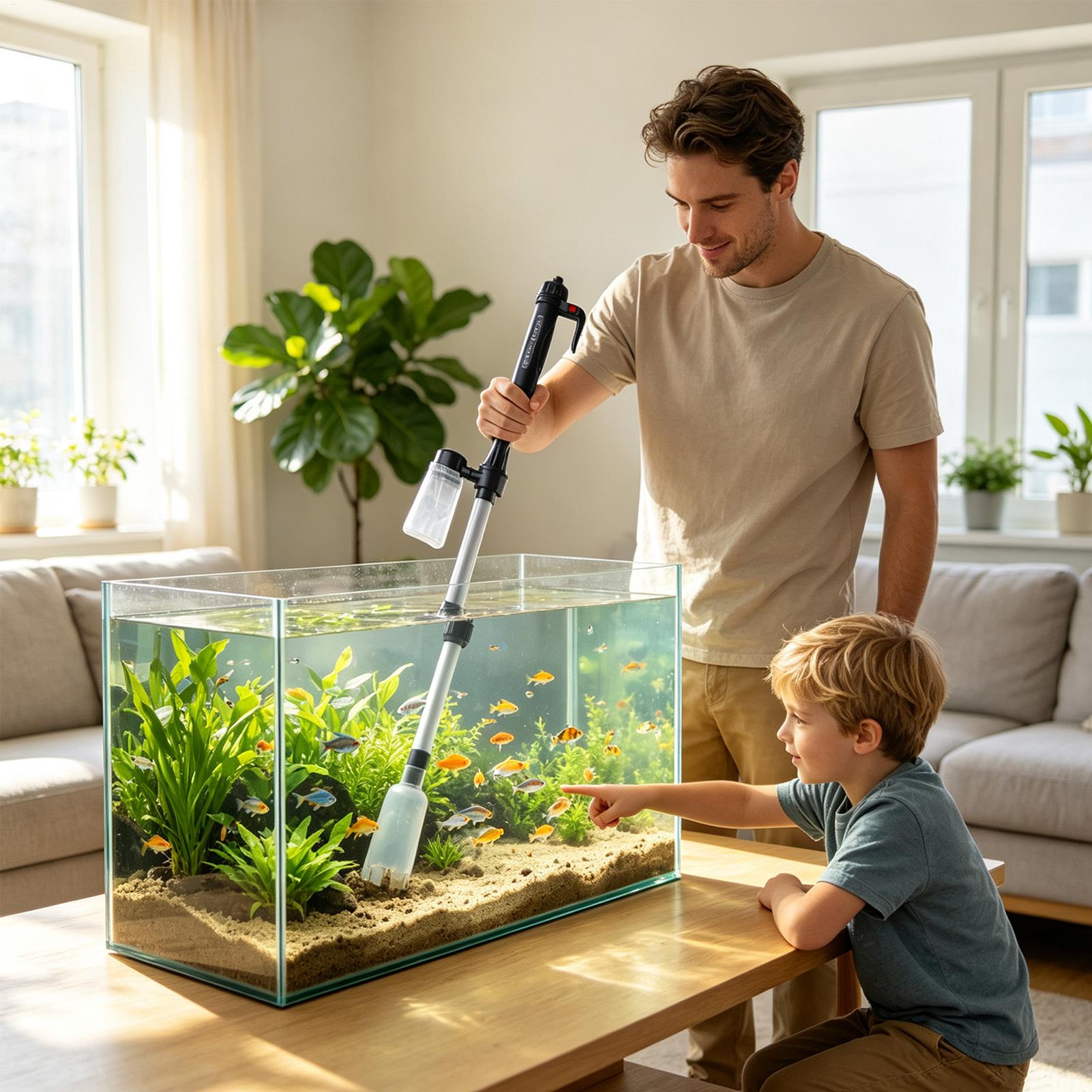 수족관 진공 자갈 청소기 조정 가능한 텔레스코픽 USB - Marine Aquarium Vacuum 리뷰 및 가격