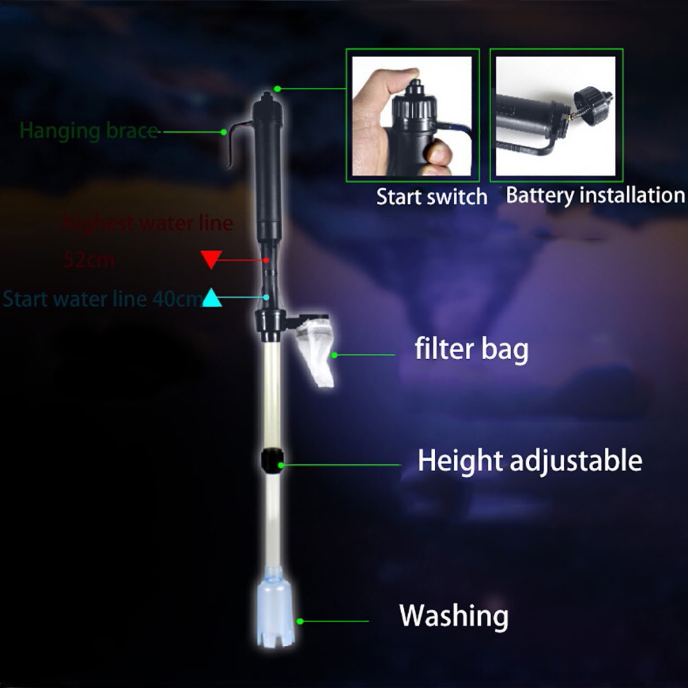 수족관 배터리 사이폰 작동 어항 진공 자갈 물 필터 청 - Marine Aquarium Vacuum 리뷰 및 가격
